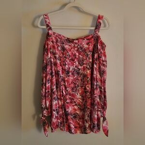 Juniper and Lime Multicolored Cold Shoulder Long Sleeve Top